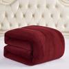 HNU 3 Piece Casual Style Soft Mink Velvet Plush Fleece Sherpa Comforter Set, Beautiful Design Thick Warm Down Alternative Silky Reversible Solid Contemporary Burgundy Red Comforter King Size view 2