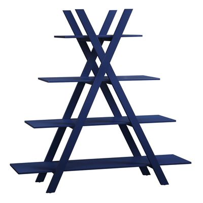 Convenience Concepts Oxford A Frame Bookshelf 45.75" - 4-Tier Farmhouse Open-Concept Bookshelf for Living Room, Family Room X-Shaped Shelving Unit for Media & Home Decor, Office Storage, Cobalt Blue