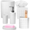 Creative Scents Polar White Bathroom Accessories Set with Trash Can - 6 Piece Bathroom Set Features: Waste Basket, Tissue Cover, Soap Dispenser, Toothbrush Holder, Tumbler and Soap Dish view 1