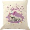DrupsCo Smile Maltese Pillow Cover 18x18, Cotton Linen Dog Throw Pillow Case view 1