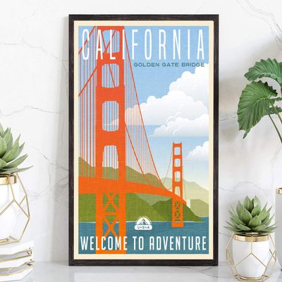 Retro Style Travel Poster, California, Vintage Rustic Poster Print, Home Office wall Decoration, California State Map Poster - 12 * 18 inches