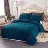 HNU 3 Piece Casual Style Soft Mink Velvet Plush Fleece Sherpa Comforter Set, Beautiful Design Thick Warm Down Alternative Silky Reversible Solid Contemporary Teal Blue Comforter King Size view 1