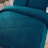 HNU 3 Piece Casual Style Soft Mink Velvet Plush Fleece Sherpa Comforter Set, Beautiful Design Thick Warm Down Alternative Silky Reversible Solid Contemporary Teal Blue Comforter King Size view 2