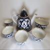 Blue & White Handmade Uzbek Tea Set view 1