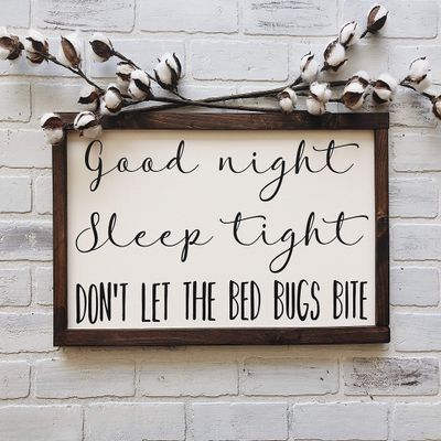 Flowershave357 Good Night Sleep Tight Dont let The Bed Bugs bite Framed Wood Sign Farmhouse Rustic Decor Nursery Decor Children Room Decor