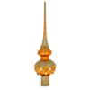 White and Golden Jewels on Sparkling Orange Glass Christmas Tree Topper 11 Inches view 1