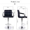 Wowdawn Modern Square PU Leather Adjustable BarStools Counter Height Stools with Arms and Back Bar Chairs,360 Swivel Stool,120kg Load,Multi-Color Optional view 2