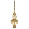 Dimensional Roses on Sparkling Beige Glass Christmas Tree Topper 11 Inches view 1