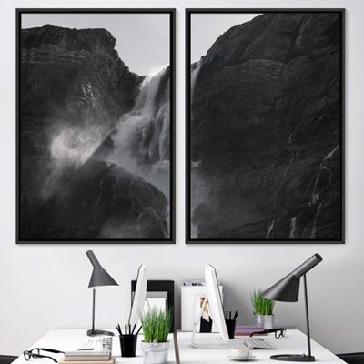 SIGNWIN 2 Piece Framed Canvas Wall Art Black and White Scenery Canvas Prints Home Artwork Decoration for Living Room,Bedroom - 24"x36"x2 Panels