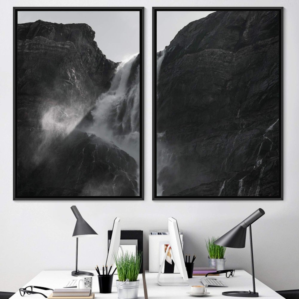 SIGNWIN 2 Piece Framed Canvas Wall Art Black and White Scenery Canvas Prints Home Artwork Decoration for Living Room,Bedroom - 24"x36"x2 Panels