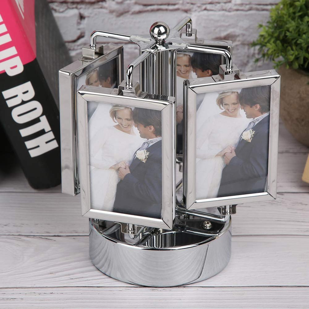 NITRIP Rotating Photo Frame Carousel Photo Stand 360 Degree Rotating 12 Storage Baby Memorial Gift Auto Music Play Photo Stand Approx 14.5 x 16 cm