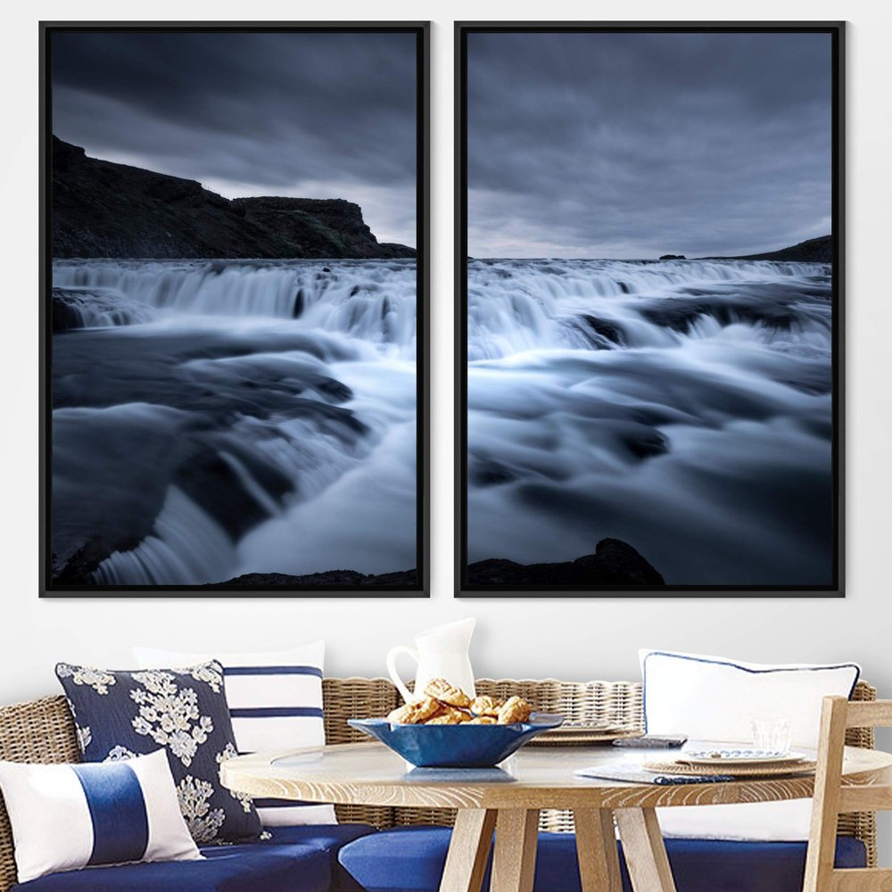 SIGNWIN 2 Piece Framed Canvas Wall Art Black and White Scenery Canvas Prints Home Artwork Decoration for Living Room,Bedroom - 24"x36"x2 Panels