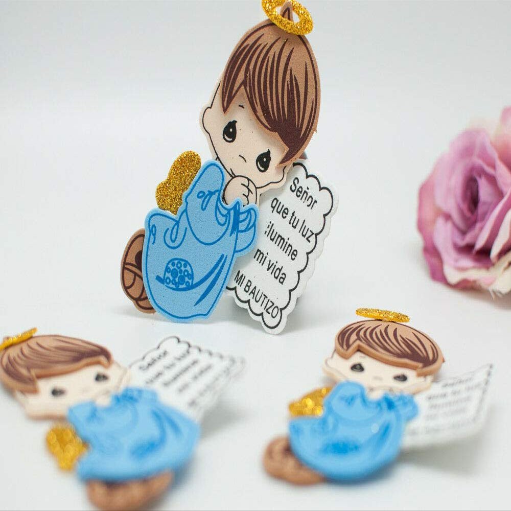 10 Bautizo Angel Recuerdos Baptism Favors Party Foam Decorations Christening- Blue