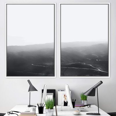 SIGNWIN 2 Piece Framed Canvas Wall Art Foggy Scenery Canvas Prints Home Artwork Decoration for Living Room,Bedroom - 24"x36"x2 Panels