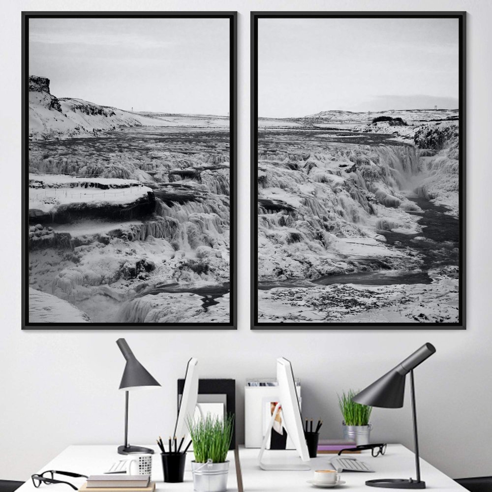 SIGNWIN 2 Piece Framed Canvas Wall Art Black and White Scenery Canvas Prints Home Artwork Decoration for Living Room,Bedroom - 24"x36"x2 Panels