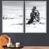 SIGNWIN 2 Piece Framed Canvas Wall Art Monochromatic Mountains Canvas Prints Home Artwork Decoration for Living Room,Bedroom - 24"x36"x2 Panels view 1