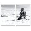 SIGNWIN 2 Piece Framed Canvas Wall Art Monochromatic Mountains Canvas Prints Home Artwork Decoration for Living Room,Bedroom - 24"x36"x2 Panels view 2