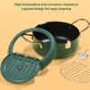 Tempura Frying Pan, 10 inch Deep Fryer Pot with Temperature Control, Carbon Steel Japanese Fryer Pot for Kitchen Home Cooking Chicken Legs, Dried Fish Tools (Green) view 3