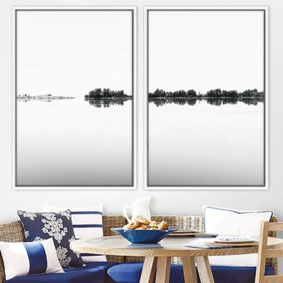 SIGNWIN 2 Piece Framed Canvas Wall Art Black and White Scenery Canvas Prints Home Artwork Decoration for Living Room,Bedroom - 24"x36"x2 Panels