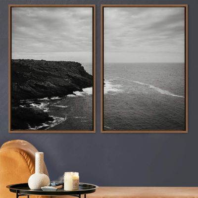 SIGNWIN 2 Piece Framed Canvas Wall Art Black and White Scenery Canvas Prints Home Artwork Decoration for Living Room,Bedroom - 24"x36"x2 Panels