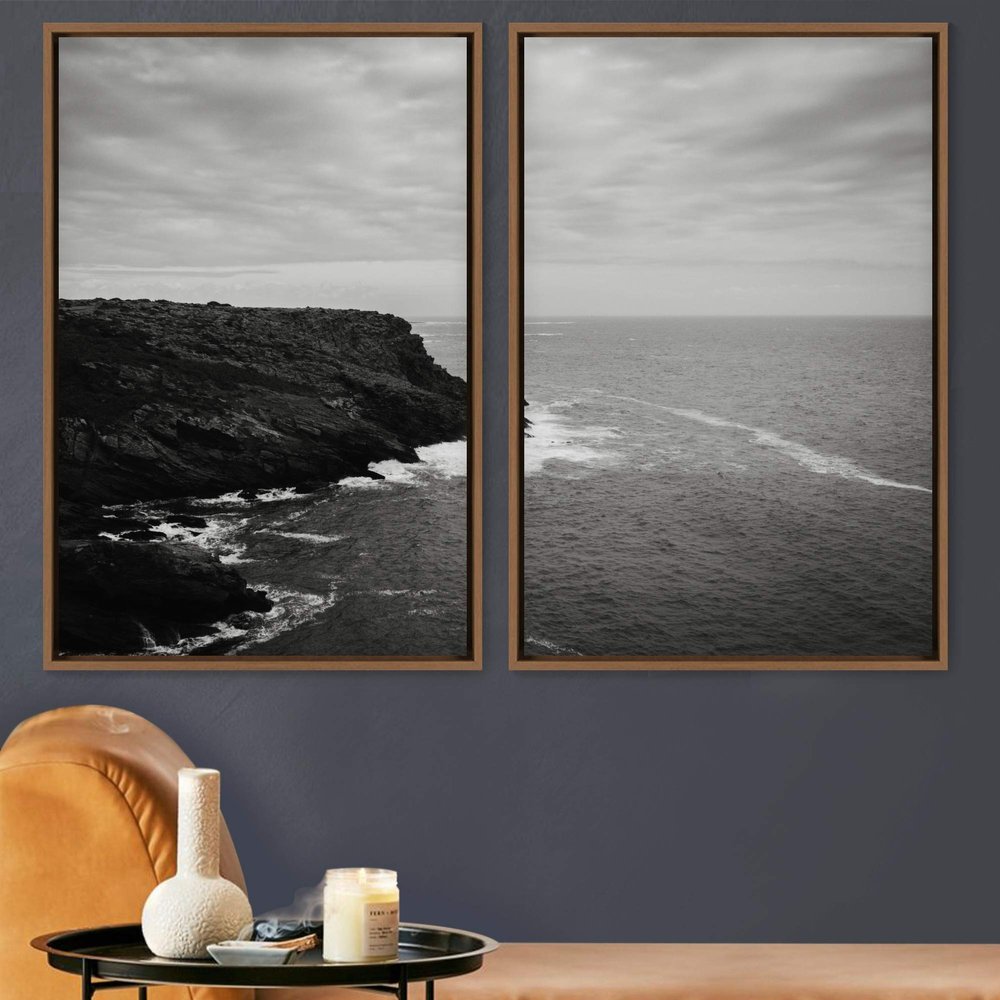 SIGNWIN 2 Piece Framed Canvas Wall Art Black and White Scenery Canvas Prints Home Artwork Decoration for Living Room,Bedroom - 24"x36"x2 Panels