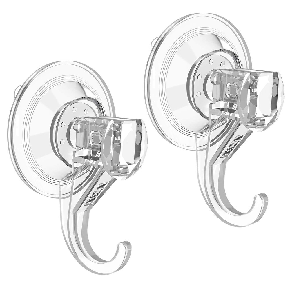 VIS'V Suction Cup Hooks, Small Shower Suction Hooks, Heavy Duty, Removable and Reusable, Clear, 4 Pcs