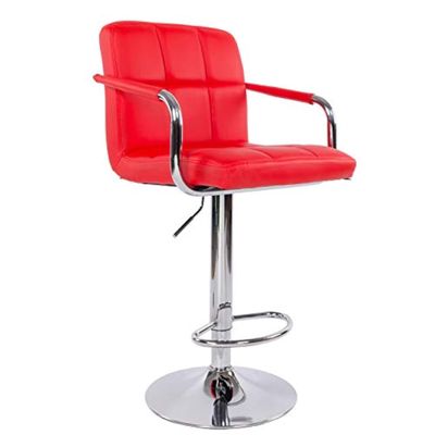 Wowdawn Modern Square PU Leather Adjustable BarStools Counter Height Stools with Arms and Back Bar Chairs,360 Swivel Stool,120kg Load,Multi-Color Optional
