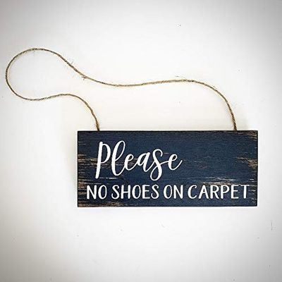 Lplpol Custom Wood Please Remove Your Shoes Sign - Handcrafted Door Wreath Sign - Front Door Welcome Sign - Please No Shoes On Carpet Sign, Art Sign 16 x 16 Inch