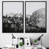 SIGNWIN 2 Piece Framed Canvas Wall Art Black and White Mountains Canvas Prints Home Artwork Decoration for Living Room,Bedroom - 24"x36"x2 Panels view 1