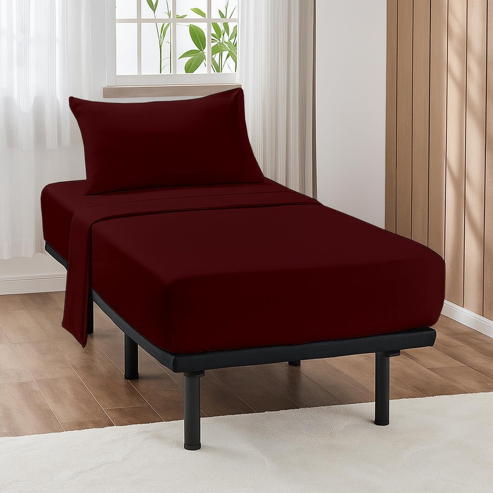 ARlinen 4 PCs Cot Sheets Sets 30" X 80", Egyptian Cotton Fitted Mattress Fits Upto 4"-8" Deep Perfect for Narrow Twin/RV Bunk/Guest Bed Replacement/Camping, Burgundy
