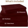 ARlinen 4 PCs Cot Sheets Sets 30" X 80", Egyptian Cotton Fitted Mattress Fits Upto 4"-8" Deep Perfect for Narrow Twin/RV Bunk/Guest Bed Replacement/Camping, Burgundy view 3