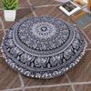 Maviss Home Floor Decor Round Mandala Pouf Cover | Floor Yoga Pillows Cover | Round Bohemian Meditation Cushion Cover | Round Pouf Cover | 32 Inch 80 cm Approx; Black & White view 1