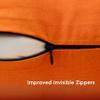Encasa XO Throw Pillow Covers 22x22 in Set of 2 Orange | No Inserts | Cotton Pillow Covers for Living Room, Bed, Sofa, Couch | Decorative Cushion Covers with Improved Zipper view 4