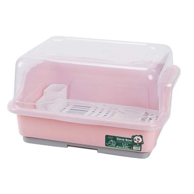Cabilock 1pc Multi-functional Plastic Dish Drainer with Lid Space-saving Tableware Drying Rack for Kitchen Counter Easy Assembly Pp Material for Bowls Cups and Cutlery Storage