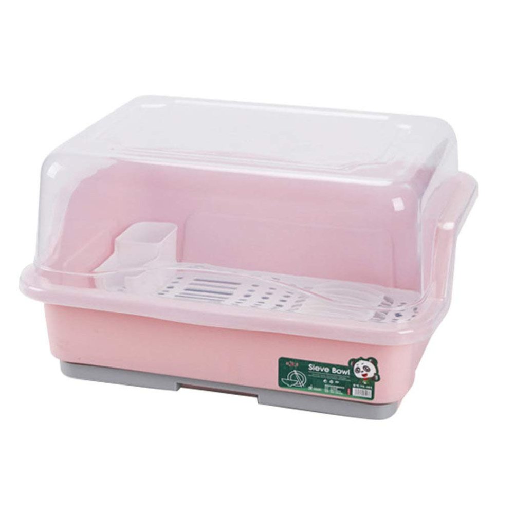 Cabilock 1pc Multi-functional Plastic Dish Drainer with Lid Space-saving Tableware Drying Rack for Kitchen Counter Easy Assembly Pp Material for Bowls Cups and Cutlery Storage