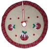 36" Burlap Plaid Tree Skirt with Christmas Puddings view 1