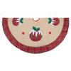 36" Burlap Plaid Tree Skirt with Christmas Puddings view 3