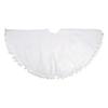 36" White Christmas Tree Skirt with a Pom Pom Border and Tie Backs view 3