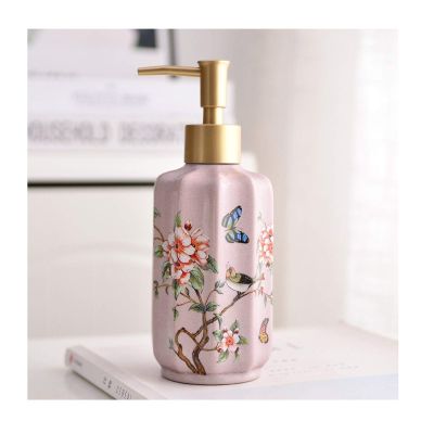 350ml Ceramic Lotion Shampoo Liquid Soap Dispenser Pump Bottle Bathroom Set Home Decoration Bathroom Accessories (Color : F, Size : 350ml)