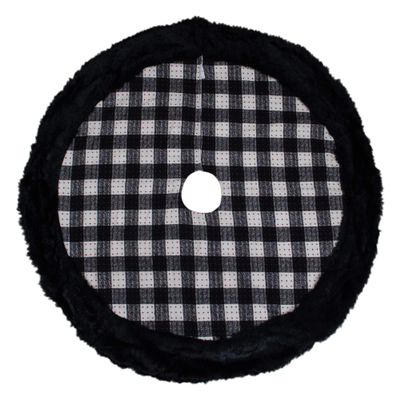 Buffalo Plaid Christmas Tree Skirt - 48" - Black and White