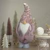 Northlight Plaid Christmas Gnome with Sequin Hat - 24" - Pink and Gray view 2