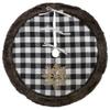48" Black and White Buffalo Plaid Christmas Tree Skirt with Burlap Snowflake view 1
