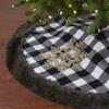 48" Black and White Buffalo Plaid Christmas Tree Skirt with Burlap Snowflake view 2