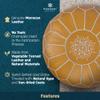 Marrakesh Gallery Genuine Leather Round Pouf Unstuffed - Moroccan Ottoman Footstool, Footrest Cover - Boho Decor - Bohemian Living Room, Bedroom, Kids Room, Gift & Wedding view 4
