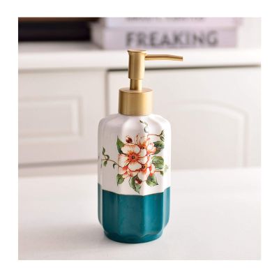 350ml Ceramic Lotion Shampoo Liquid Soap Dispenser Pump Bottle Bathroom Set Home Decoration Bathroom Accessories (Color : D, Size : 350ml)