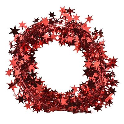 DUO ER Christmas Garland 7.5M Stars Wire Garland Tinsel Star Ribbons Christmas Tree Decoration for Home Wedding Birthday Christmas Party Ornaments (Color : Red)