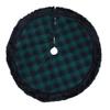 48" Green and Black Plaid Christmas Tree Skirt with Faux Fur view 1