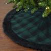 48" Green and Black Plaid Christmas Tree Skirt with Faux Fur view 2