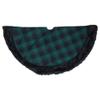 48" Green and Black Plaid Christmas Tree Skirt with Faux Fur view 3