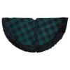48" Green and Black Plaid Christmas Tree Skirt with Faux Fur view 4